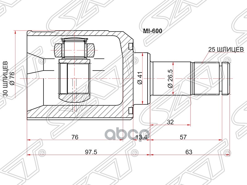 

Шрус Внутренний Mitsubishi Lancer Cs3a Sat арт. MI-600