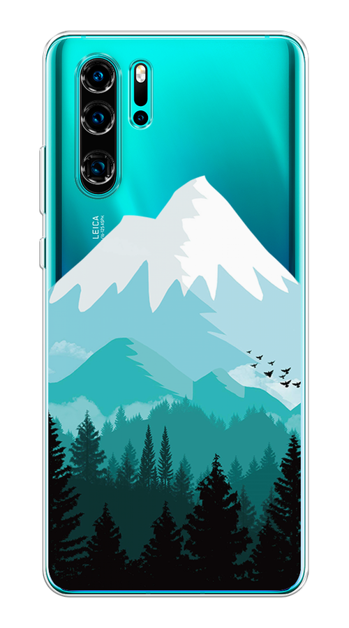 

Чехол на Huawei P30 Pro "Синяя снежная гора", Белый;голубой, 67650-2