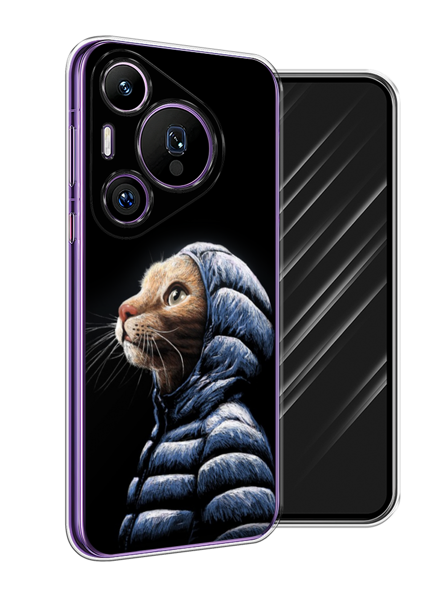 

Чехол Awog на Huawei Pura 70 Pro/70 Pro Plus "Кот в капюшоне", Черный;бежевый;синий, 6124150-1