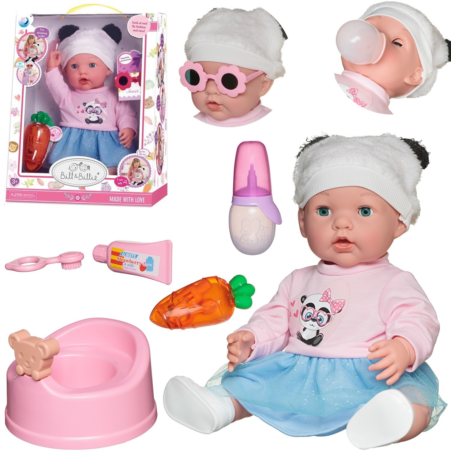 Игровой набор Junfa toys Baby Ardana Пупс-кукла Панда 40см и игровые предметы WJ-36554 5219₽