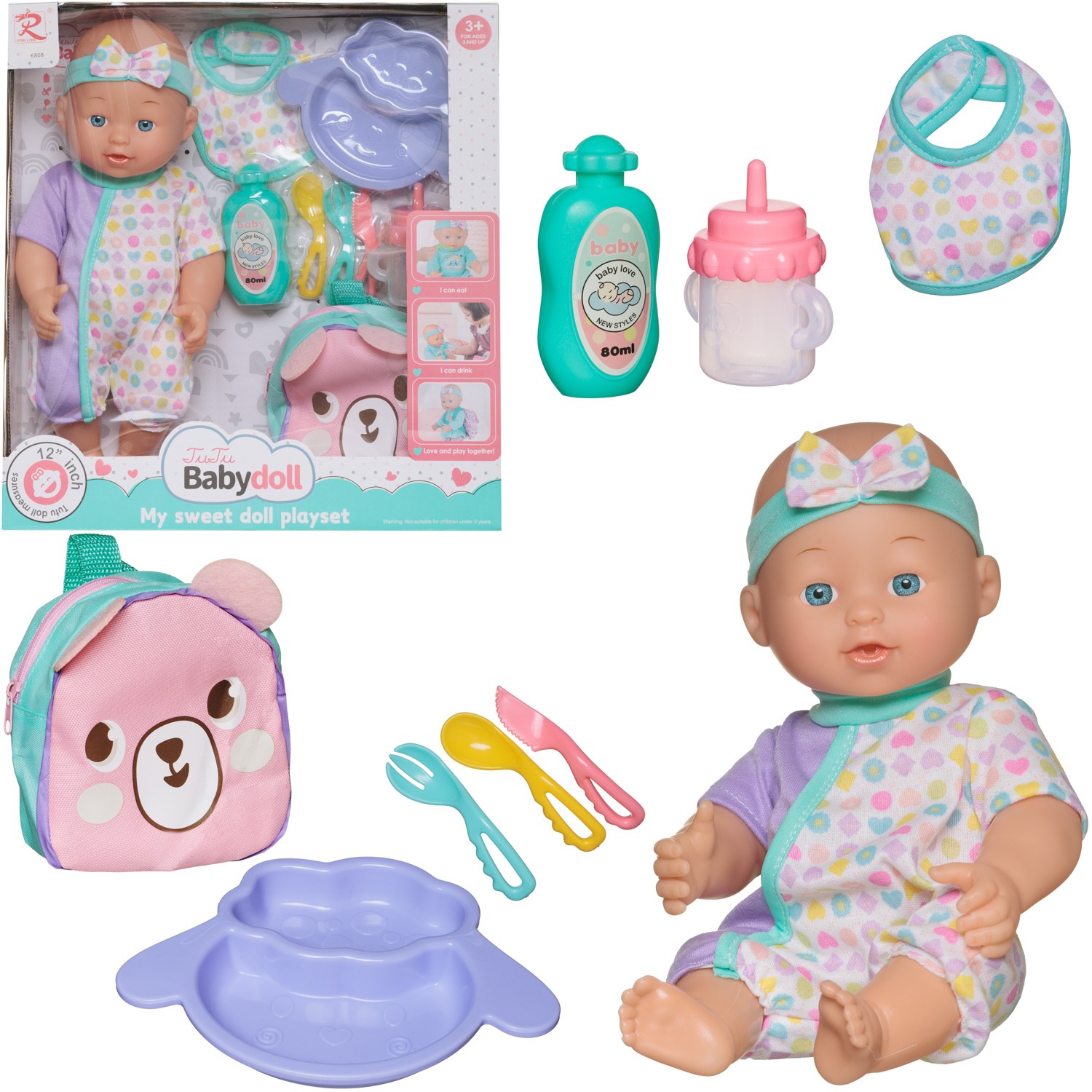 Игровой набор Junfa My Sweet Love playset Пупс 35 см c сумочкой Собачка WJ-36782 2863₽