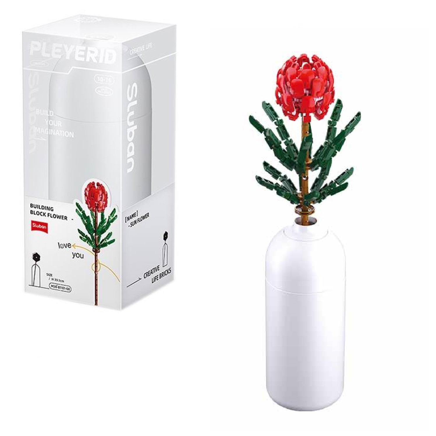 

Конструктор Sluban серия Flower Роза в вазе 251 деталь M38-B1101-08, M38-B1101-08