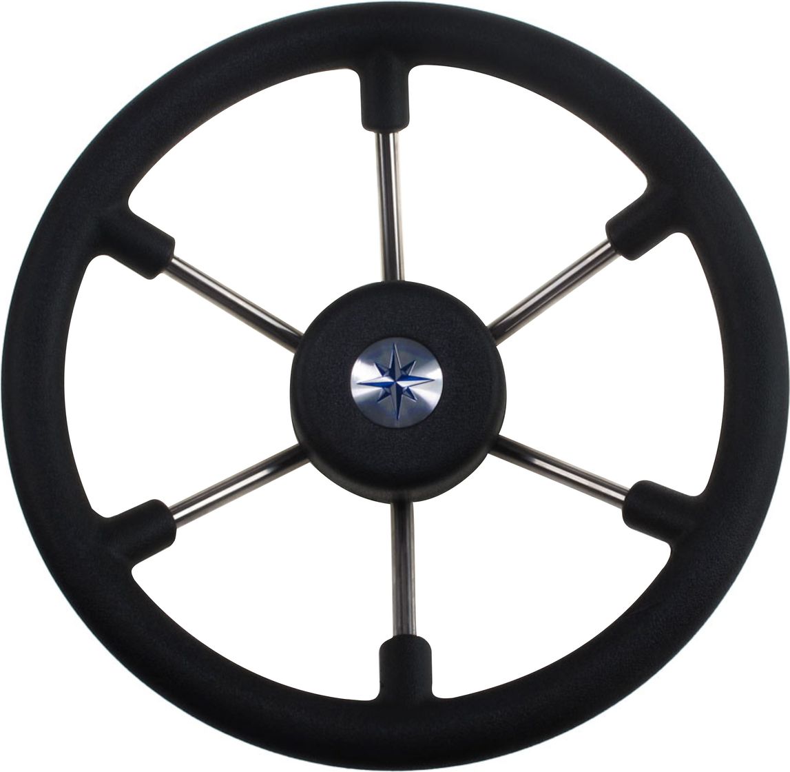 Рулевое колесо LEADER TANEGUM черный обод серебряные спицы д. 330 мм
