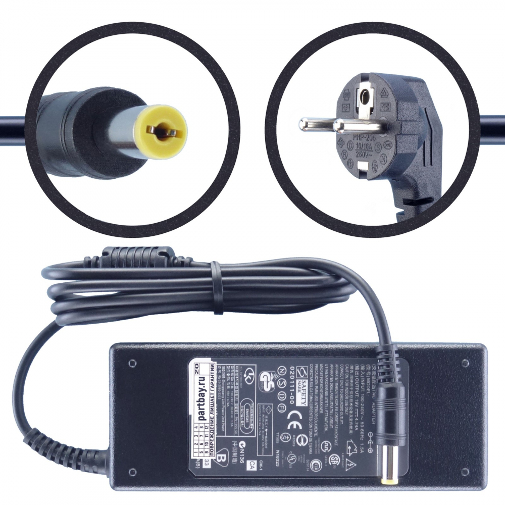 

PA-1900-04QB Блок питания для Acer 19V 4.74A 5.5x1.7mm 90W (совместимый), Черный