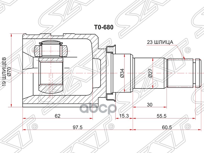 

Шрус Внутренний Lh/Rh Toyota Belta Ksp92/Vitz/Yaris Ksp90/Vitz Ksp 130 Sat арт. TO-680