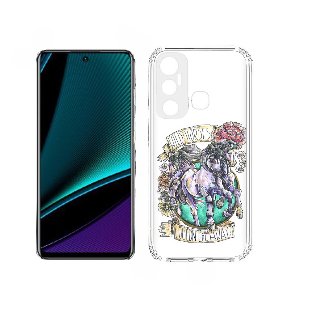 

Чехол MyPads рисунок коней в цветах для Infinix Hot 11, Прозрачный, Tocco