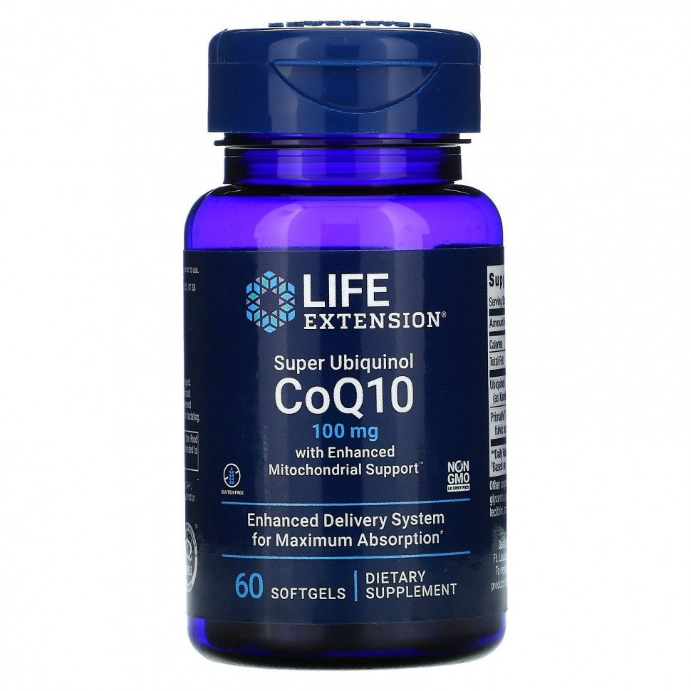 Коэнзим Q10 Life Extension Super Ubiquinol CoQ10 100 мг, 60 капсул