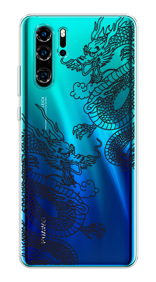 

Чехол на Huawei P30 Pro "Два китайских дракона", Серый;черный, 67650-1