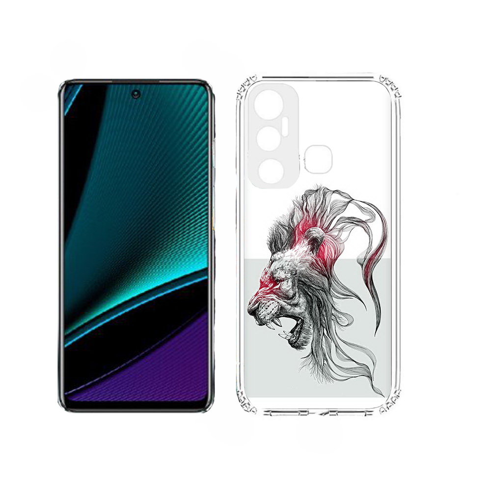 

Чехол MyPads разъяренный лев для Infinix Hot 11, Прозрачный, Tocco