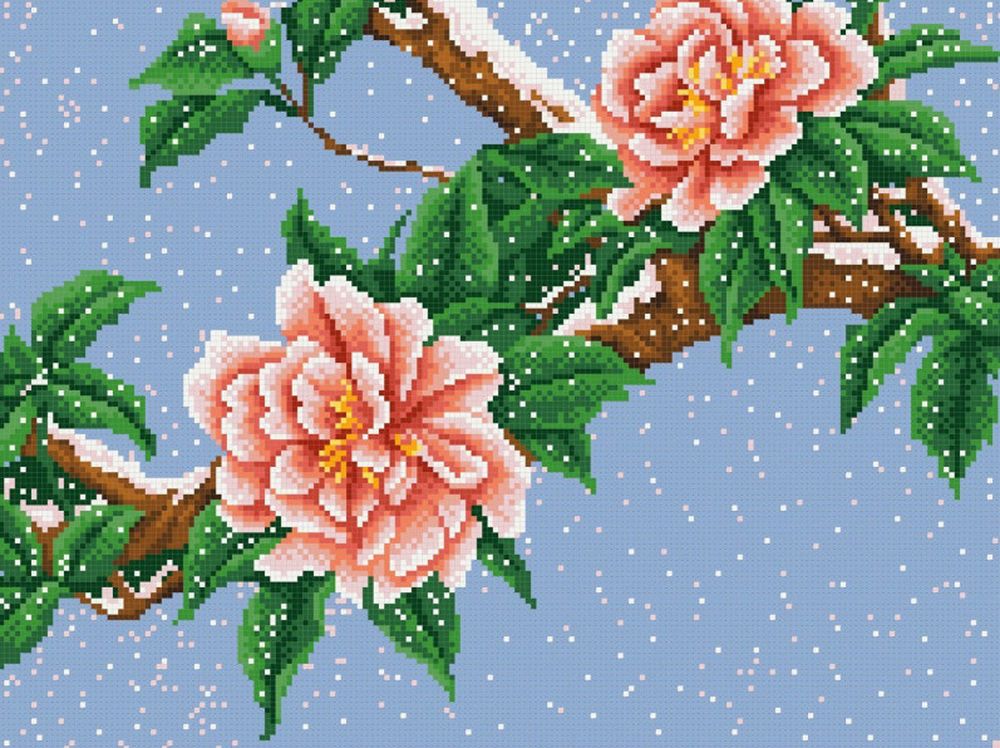 Рисунок на ткани «Цветы под снегом»