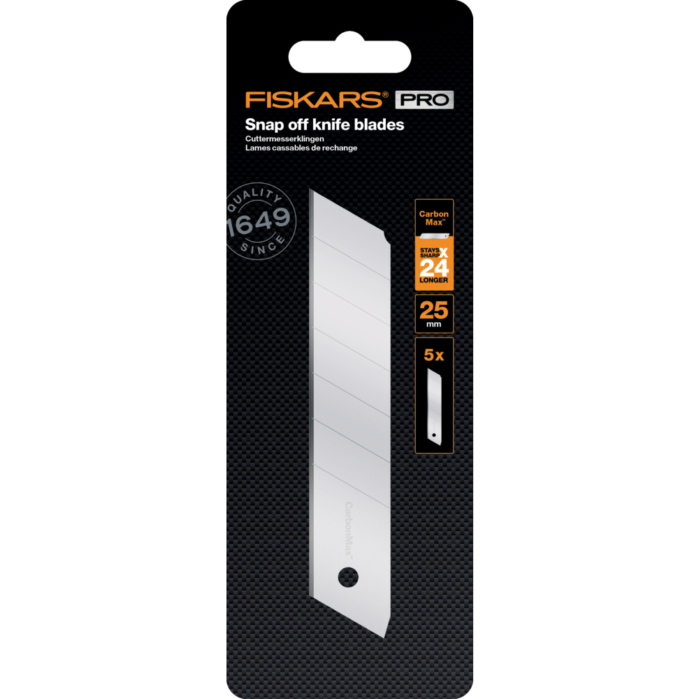 Лезвия сменные для выдвижного ножа Fiskars CarbonMax 1027233, 25 мм, 5 шт сменные вкладыши для обжимных кабельных прессов cimco