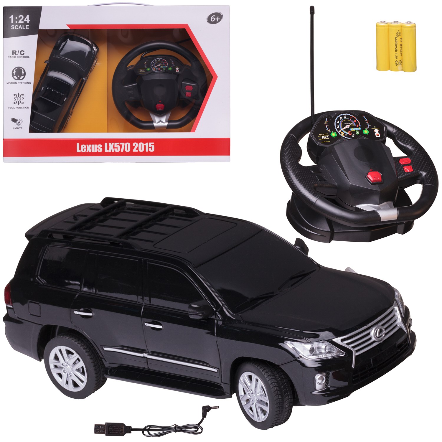

Машинка Junfa Lexus LX570 на радиоуправлении 1:24 черная WD-26142, Черный, WD-26142