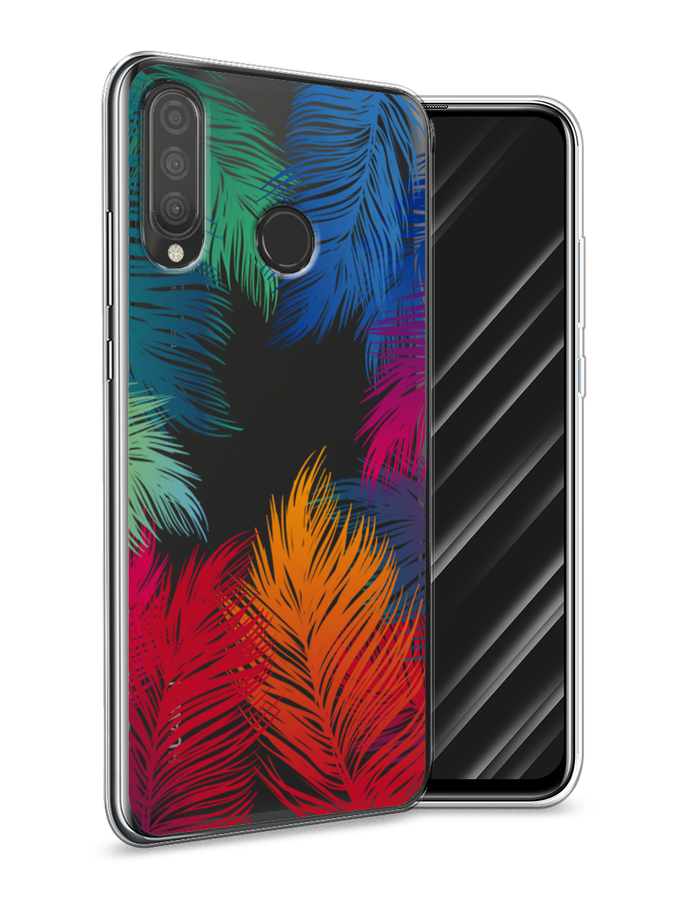 

Чехол Awog на Huawei P30 Lite "Рамка из перьев", Красный, 67950-4