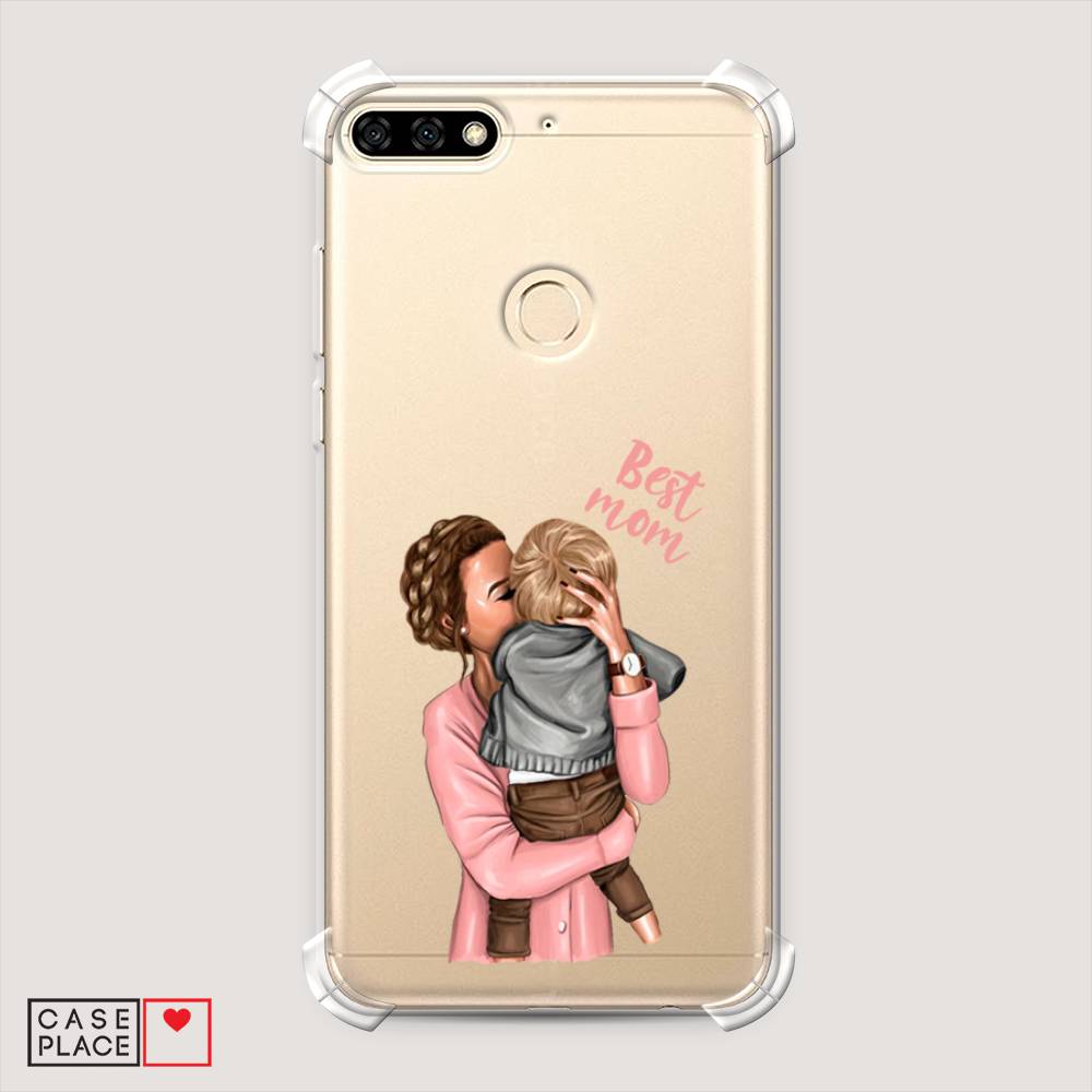 

Чехол Awog на Huawei Y6 Prime 2018 "Мама с малышом", Розовый;коричневый;бежевый, 65751-1