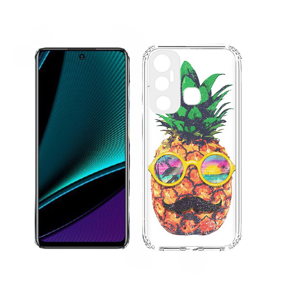 

Чехол MyPads прикольный ананас с лицом для Infinix Hot 11, Прозрачный, Tocco