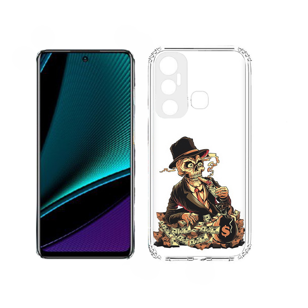 

Чехол MyPads нарисованный череп с сигаретой для Infinix Hot 11, Прозрачный, Tocco
