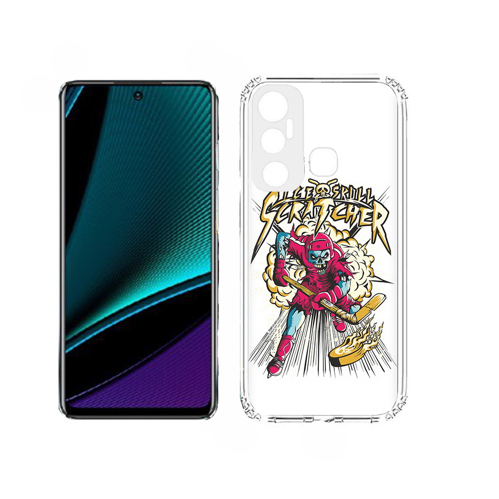 

Чехол MyPads нарисованный скелет хоккеист для Infinix Hot 11, Прозрачный, Tocco