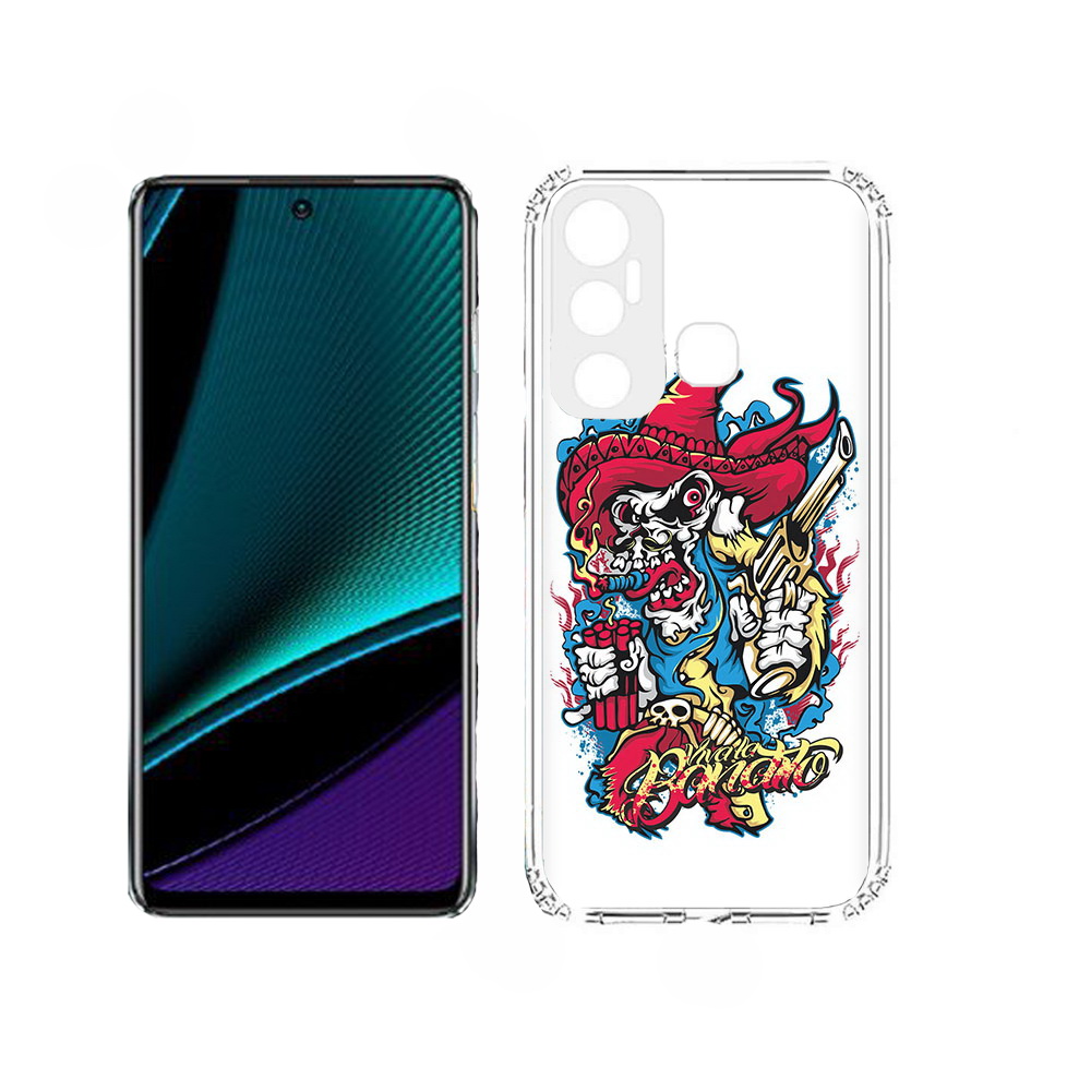 

Чехол MyPads нарисованный скелет с писталетом для Infinix Hot 11, Прозрачный, Tocco