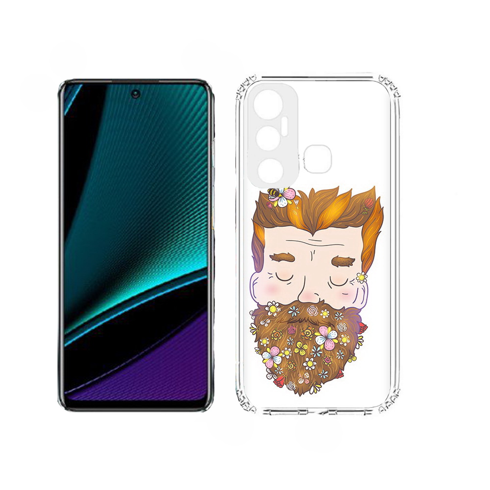 

Чехол MyPads мужчина с цветами в бороде для Infinix Hot 11, Прозрачный, Tocco