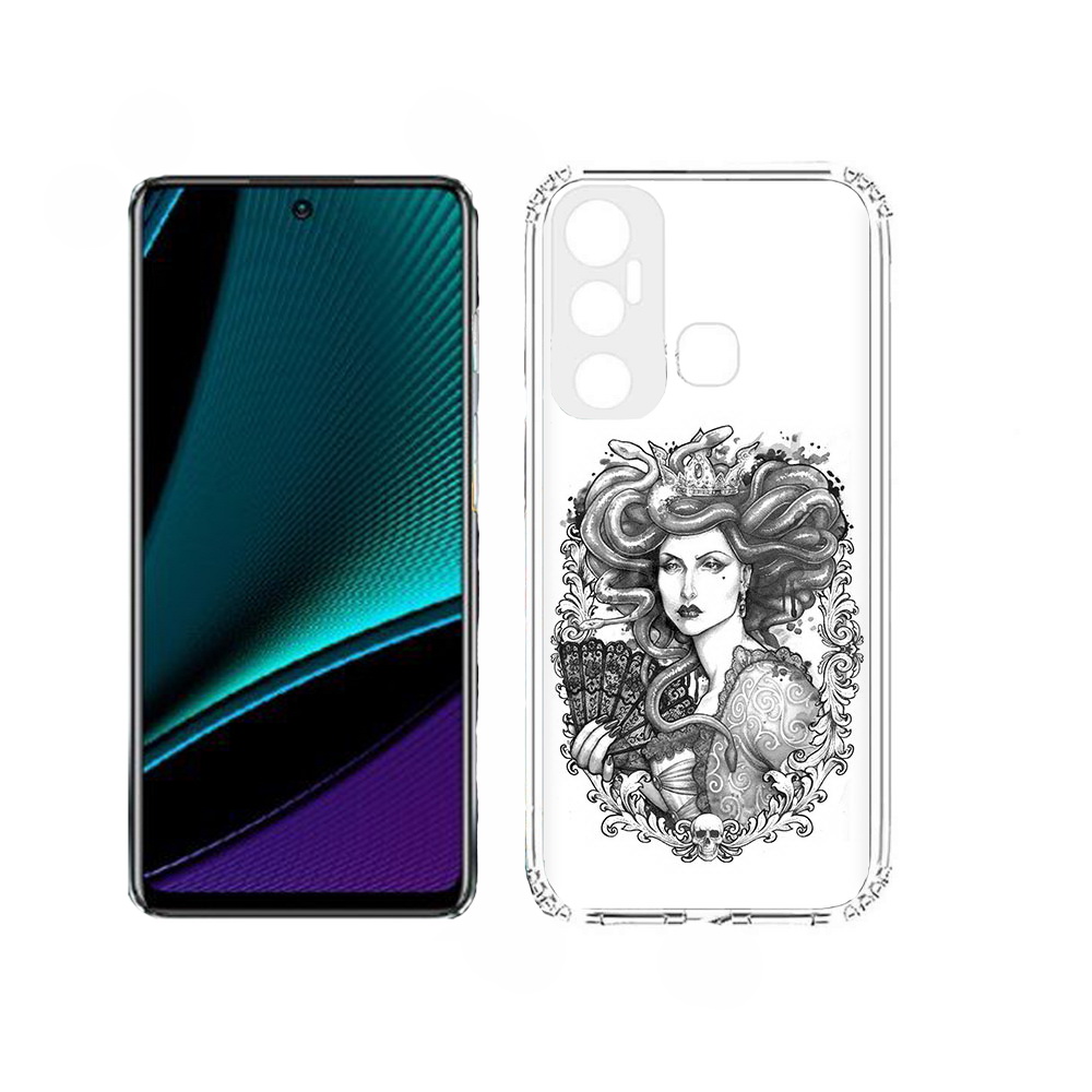 

Чехол MyPads медуза черно белый для Infinix Hot 11, Прозрачный, Tocco