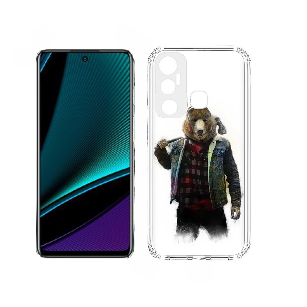 

Чехол MyPads медведь с топором для Infinix Hot 11, Прозрачный, Tocco