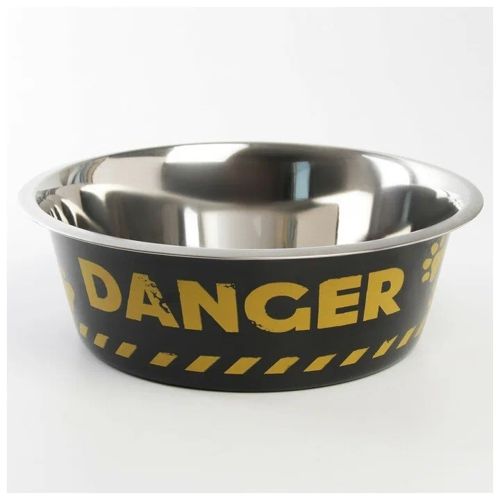 

Миска для собак Пушистое счастье Danger 28х9 см 4 л, Разноцветный
