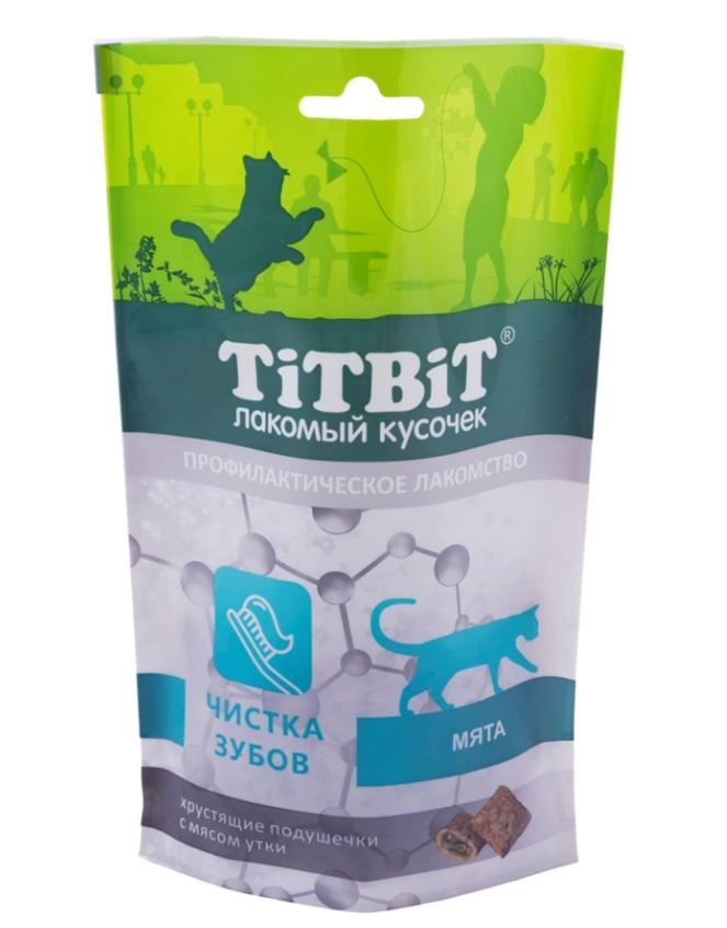 

Лакомство для кошек TitBit Хрустящие подушечки утка 60 гр