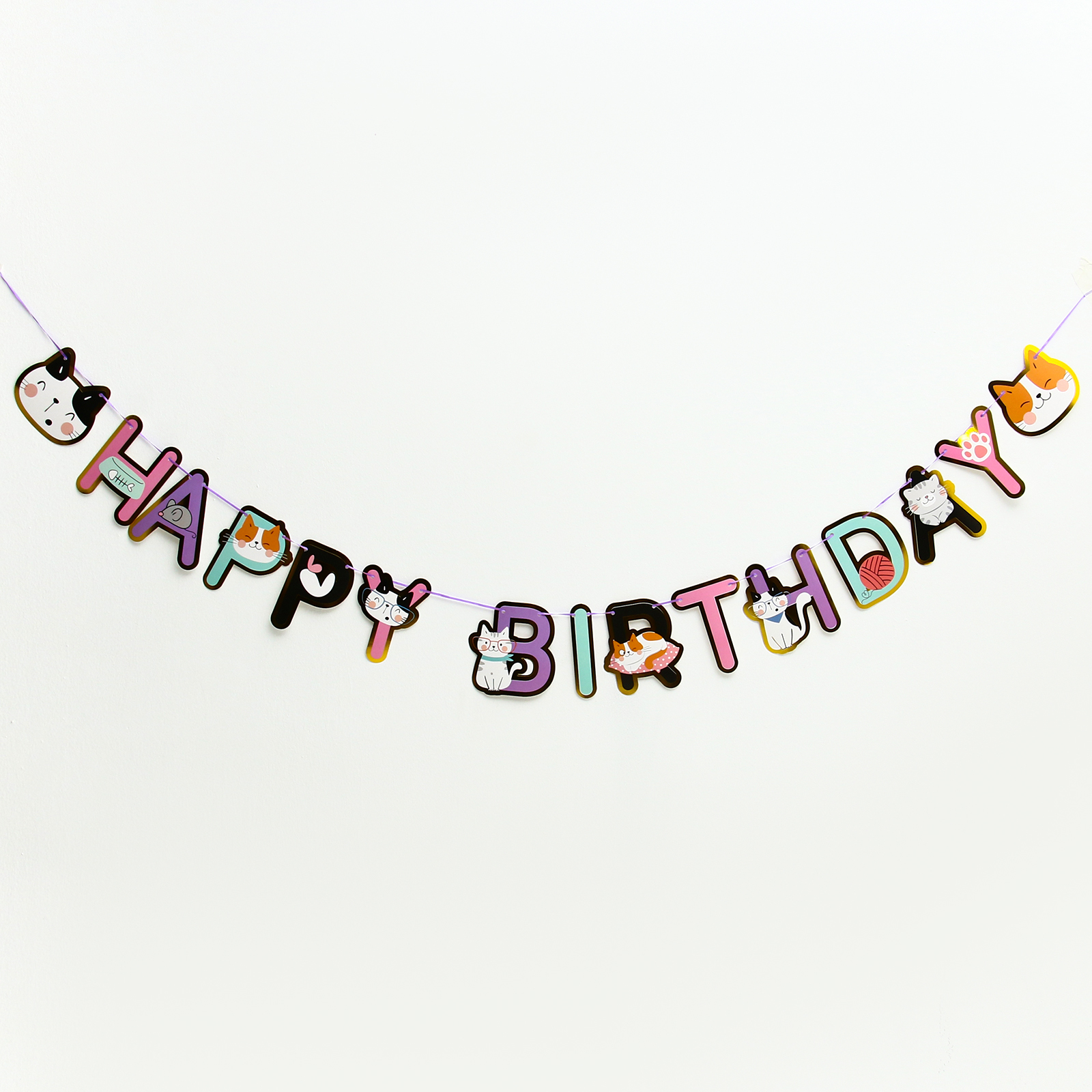 

Гирлянда Happy birthday, разноцветная, длина 2 метра, Разноцветный