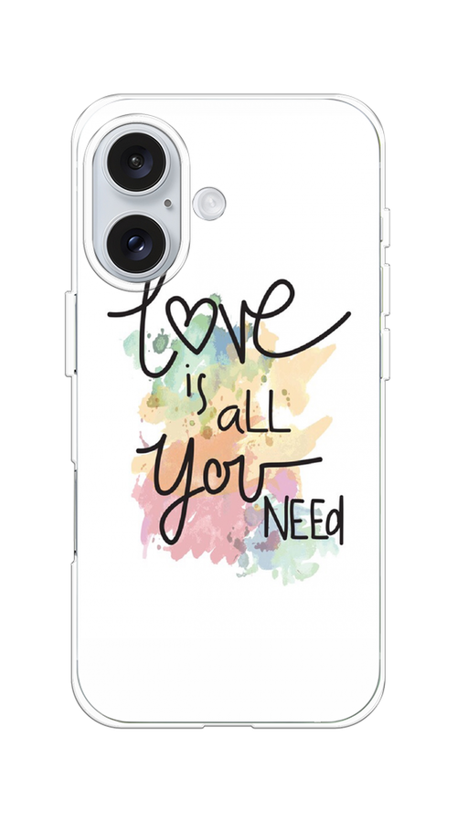 

Чехол на Apple iPhone 16 "Love is all you need", Белый;черный;зеленый, 16050-1