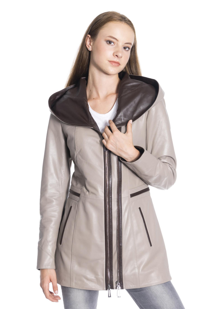 

Кожаная куртка женская Derins DKA02027_V бежевая 2XL (товары доставляются из-за рубежа), DKA02027_V