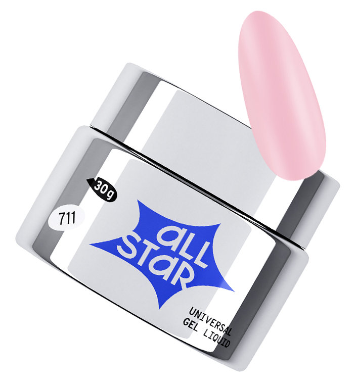 Гель скульптурный низкой вязкости ALL STAR Milky Pink 711 Молочно-розовый 30 г