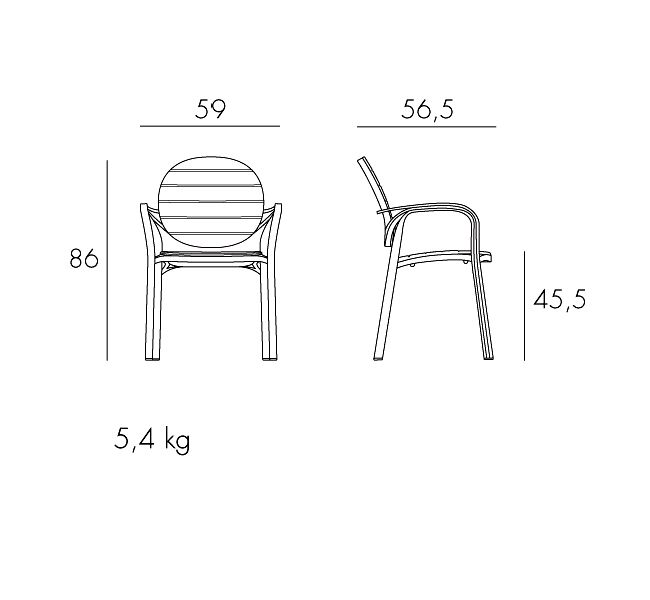 Садовый стул Nardi Palma 003/4023700010 белый тортора 86х59х56,5 см с подлокотниками