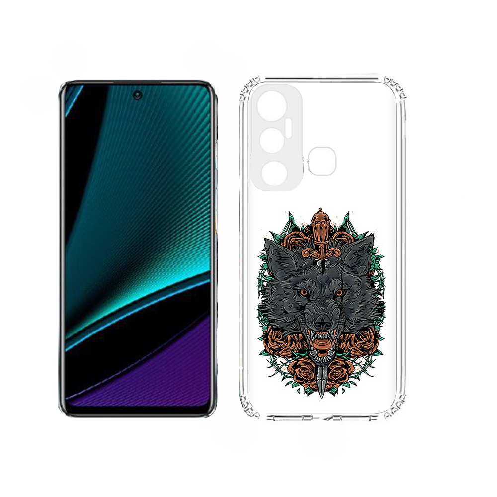 

Чехол MyPads красивый злой волк для Infinix Hot 11, Прозрачный, Tocco