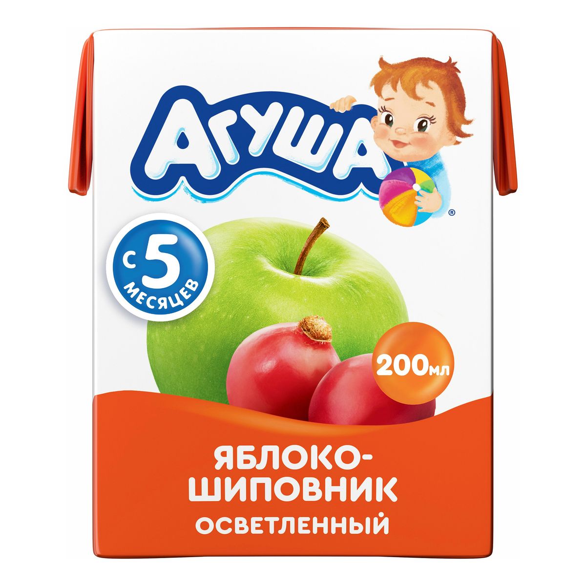 Сок детский Агуша Яблоко-шиповник осветленный с 5 месяцев 0,2 л