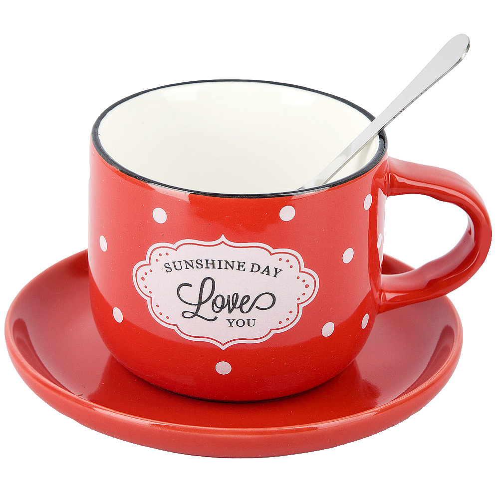 

Чайная пара с ложкой Sunshine day, 180 мл, Nouvelle, Красный, 1760185-1