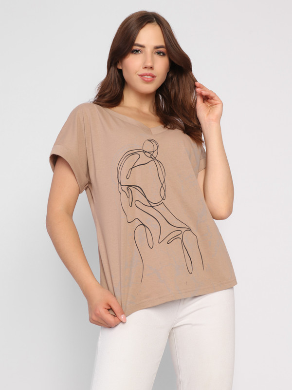 

Футболка женская Fashion Margo ФЖ 0142 коричневая 54 RU, Коричневый, ФЖ 0142