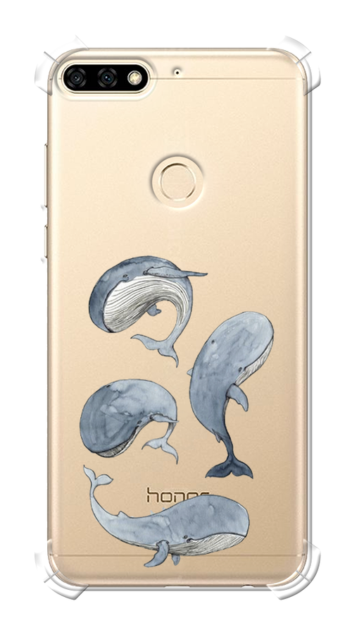 

Чехол Awog на Huawei Y6 Prime 2018 "Киты", Белый;прозрачный;голубой, 65751-1
