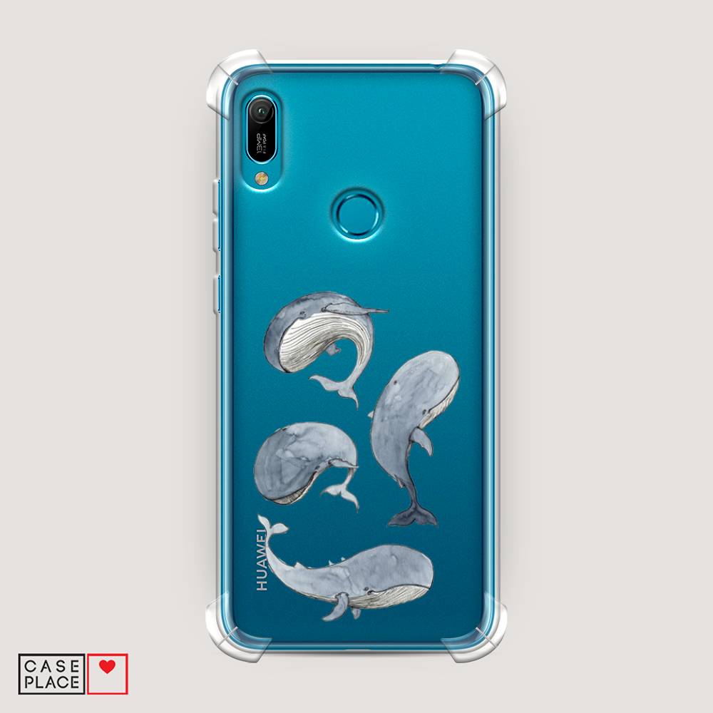 

Чехол Awog на Huawei Y6 2019 "Киты", Белый;прозрачный;голубой, 68651-1