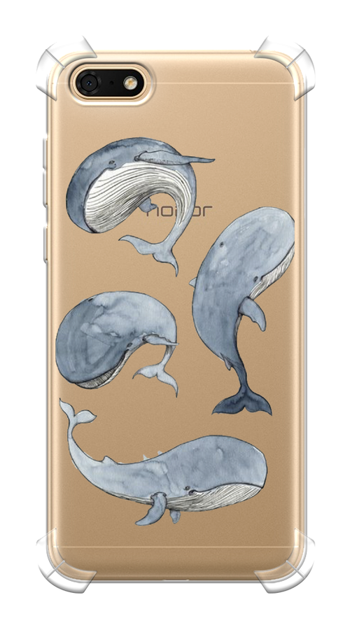 

Чехол Awog на Huawei Y5 Prime 2018 "Киты", Белый;прозрачный;голубой, 66351-1