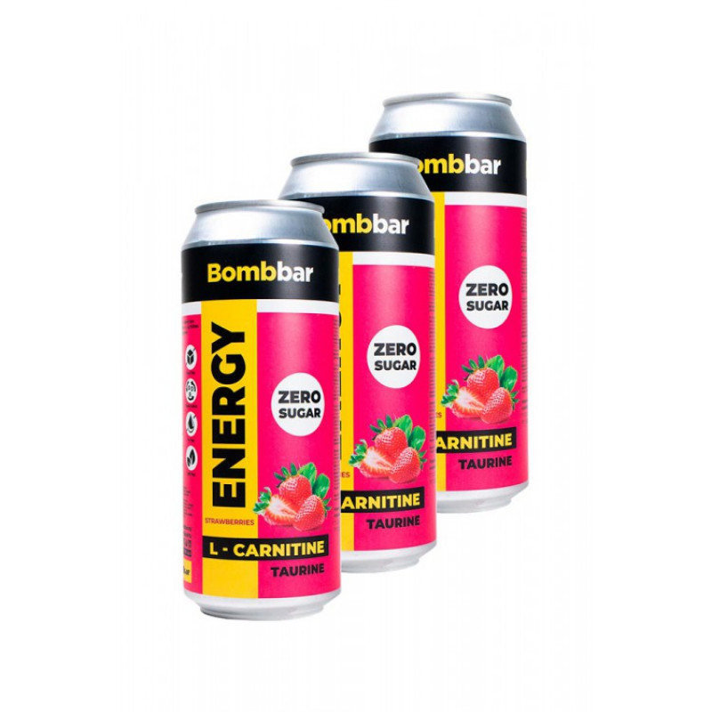 Энергетический Напиток BomBbar с Гуараной Вкус Клубника, 3 шт х 500 мл