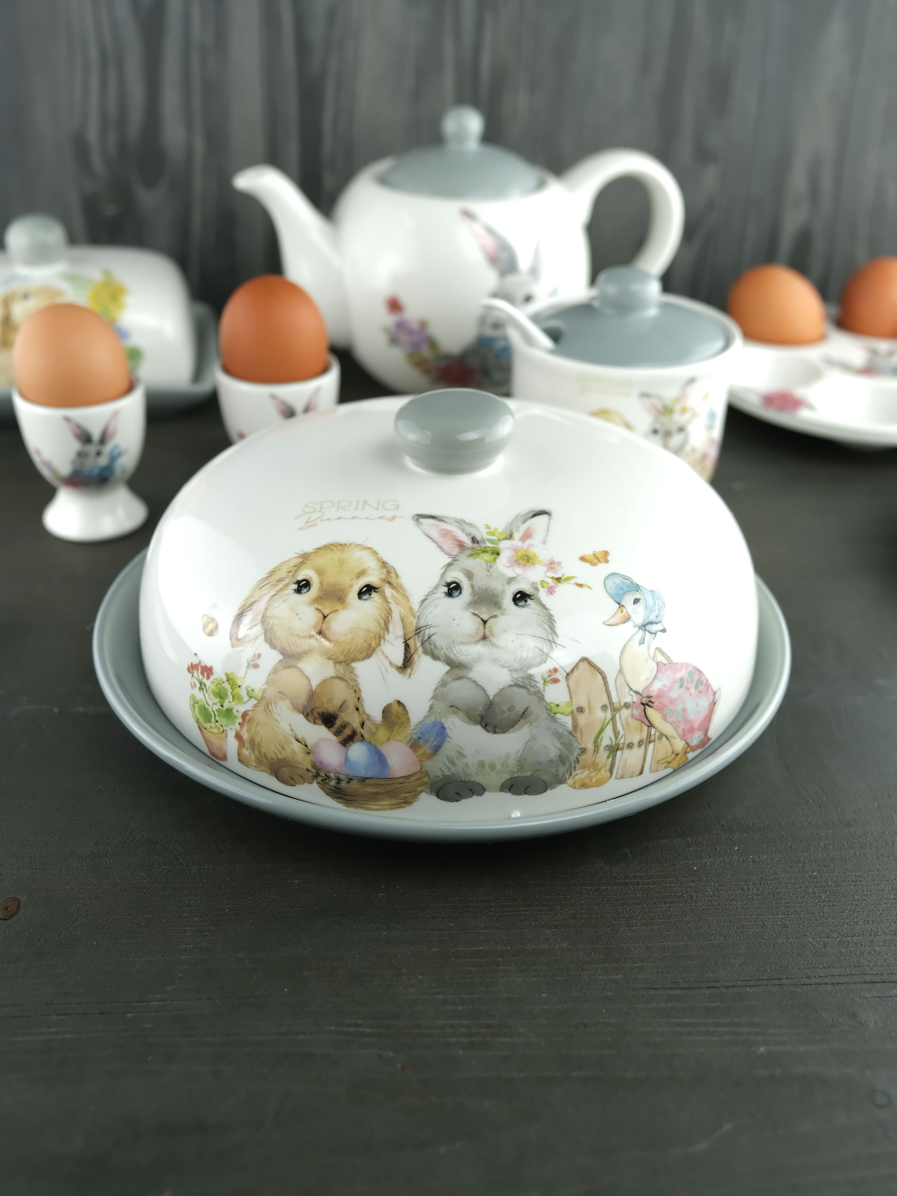 Блюдо для блинов с крышкой Repast Spring Bunnies 23*9,7 см