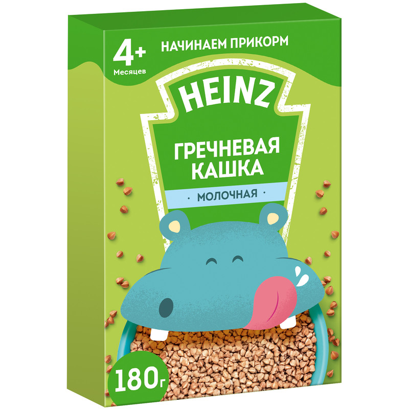 Каша молочная Heinz гречневая, 4 мес., 180 гр. упаковка, 9 шт.