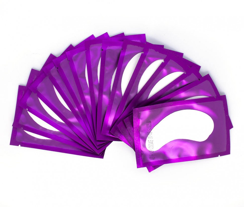 Патчи для наращивания ресниц 50 пар фиолетовые UV3283 патчи силиконовые многоразовые для наращивания и ламинирования ресниц сиреневые 1 пара