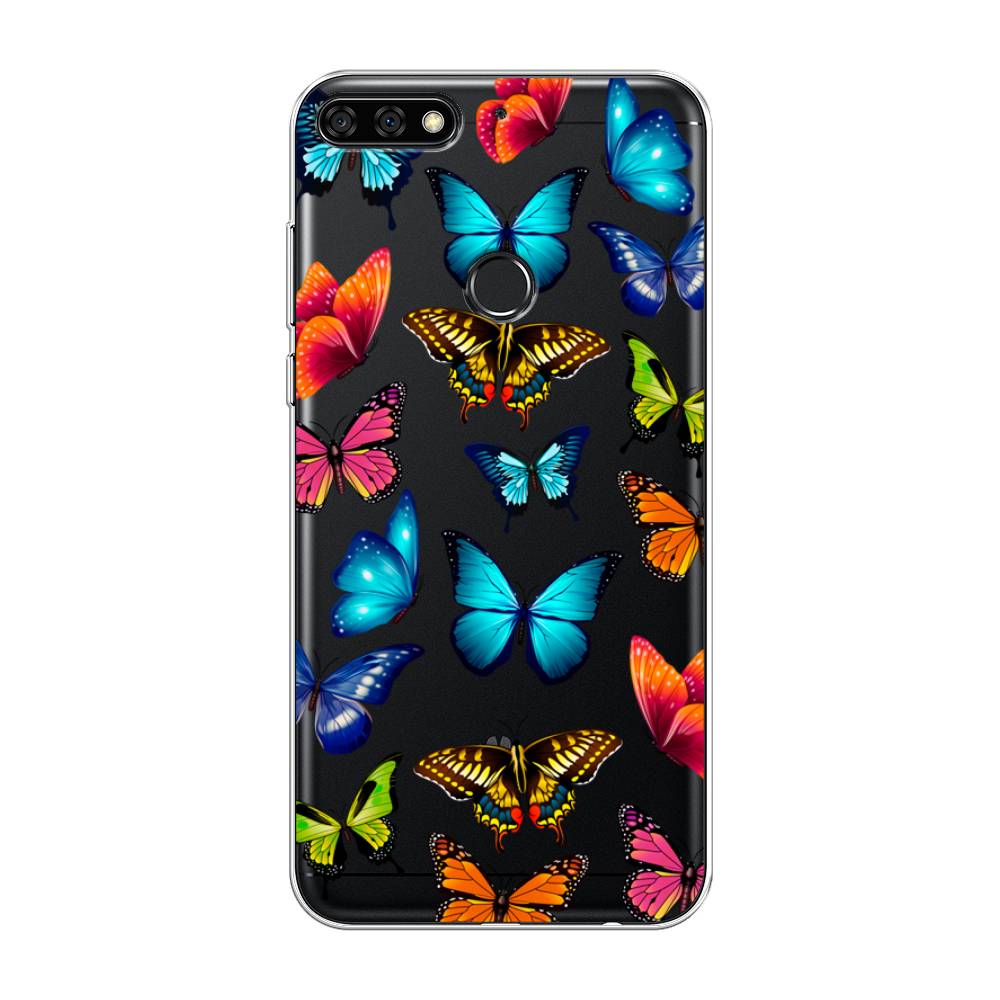 фото Чехол awog "разные бабочки" для huawei y7 prime 2018