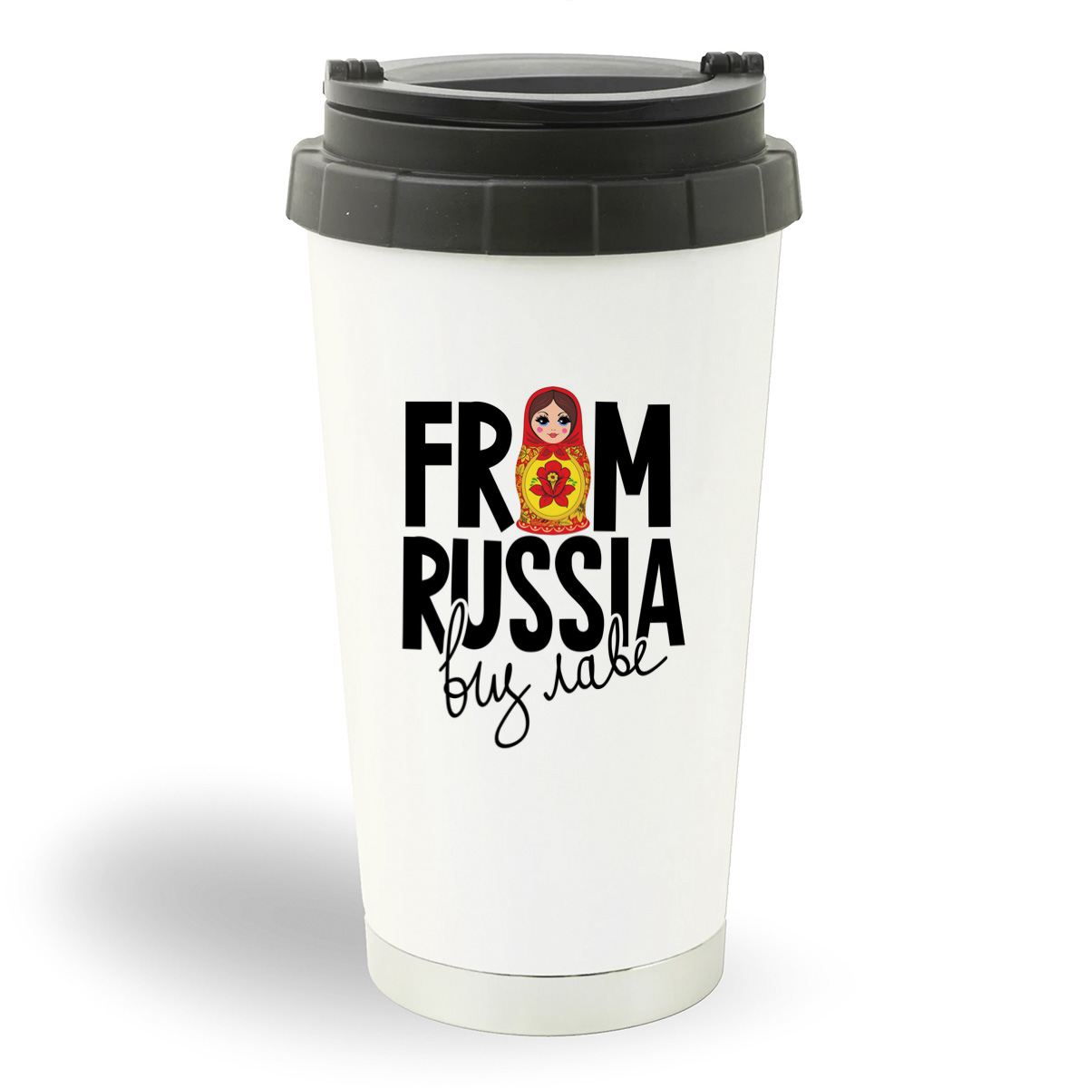 

Термостакан белый CoolPodarok Прикол. From Russia матрешка