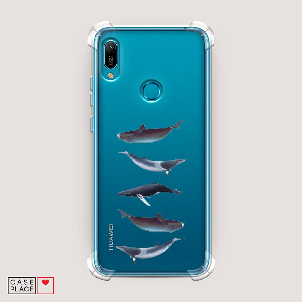 

Чехол Awog на Huawei Y6 2019 "Киты арт 2", Серый, 68651-1