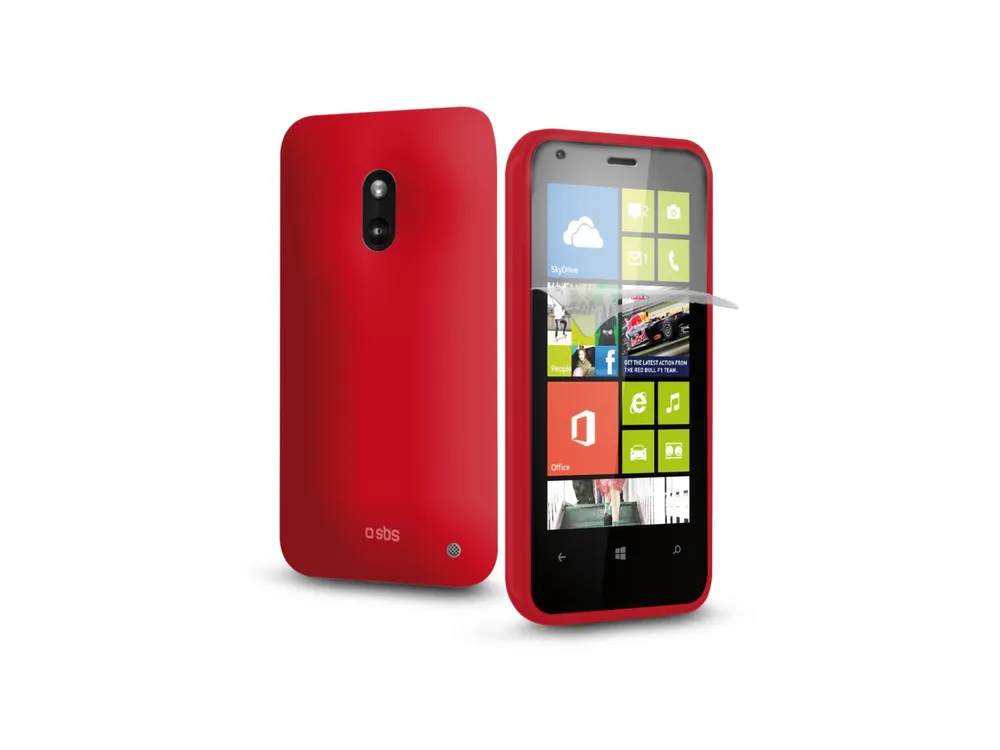 Чехол + защитная пленка SBS для Nokia Lumia 620 AERO без рисунка красный