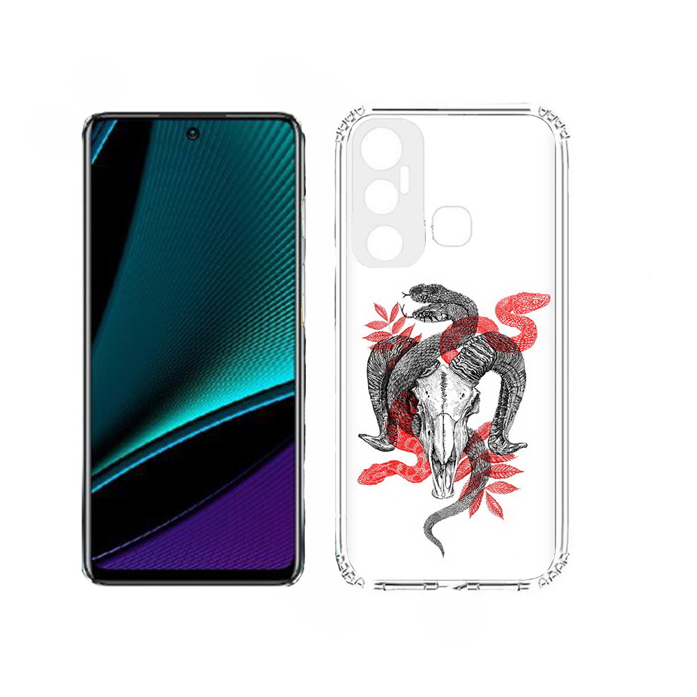 

Чехол MyPads змея в черепе рисунок для Infinix Hot 11, Прозрачный, Tocco