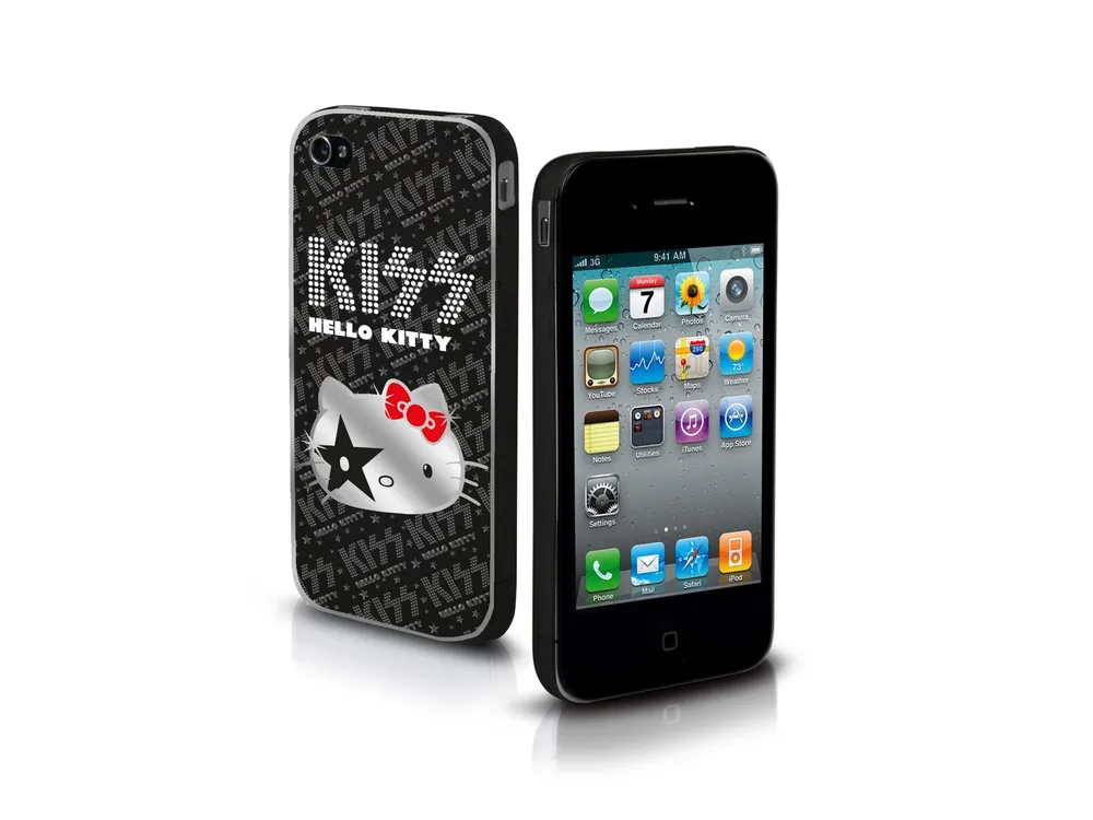 Чехол для Iphone 4/4S черный с рисунком Hello Kitty Kiss