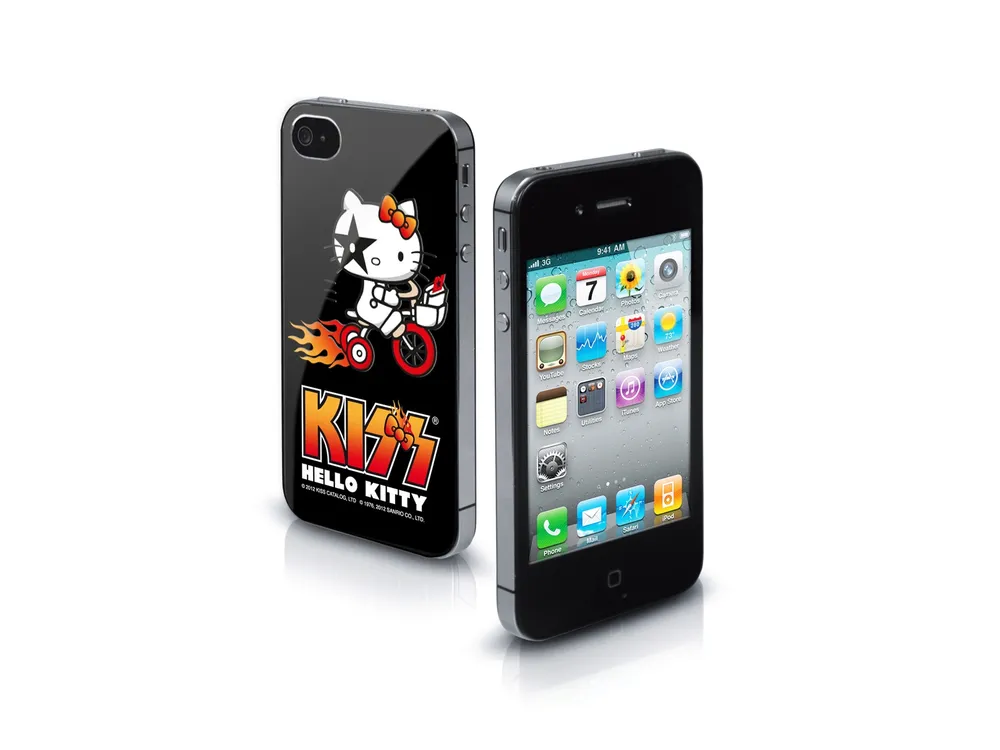 Чехол SBS для Iphone 4/4S алюминий, черный с рисунком Hello Kitty Kiss